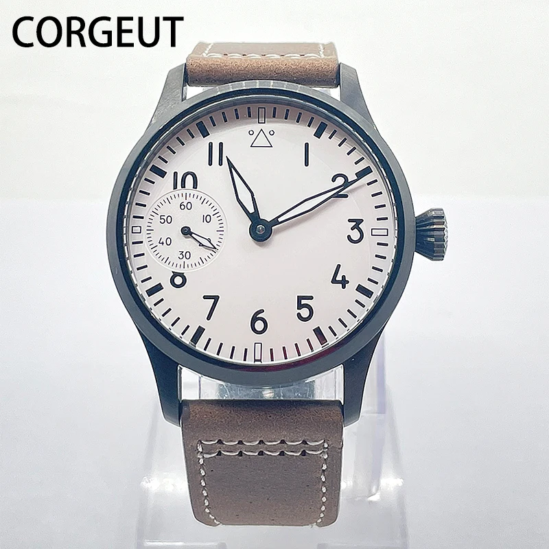 

CORGEUT Luxury Sapphire 42mm Dial Seagull ST3600 Manual Winding Movement 316L Steel case Men Wrist Watch 50M Waterproof Clock