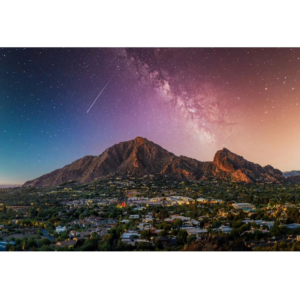 

Laeacco Summer Starry Sky Village Mountain Real Scene Photo Background Baby Customized Poster Portrait Photography Backdrops