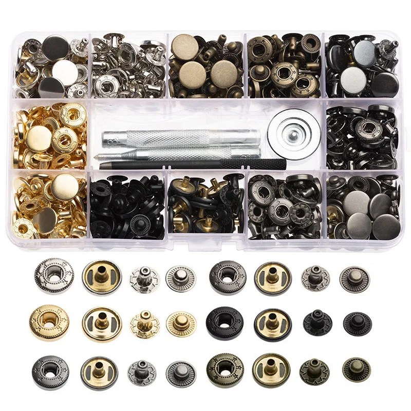 Кожа застежки кнопки комплект 12 5 мм Металлические Кнопки 4 Установка инструменты