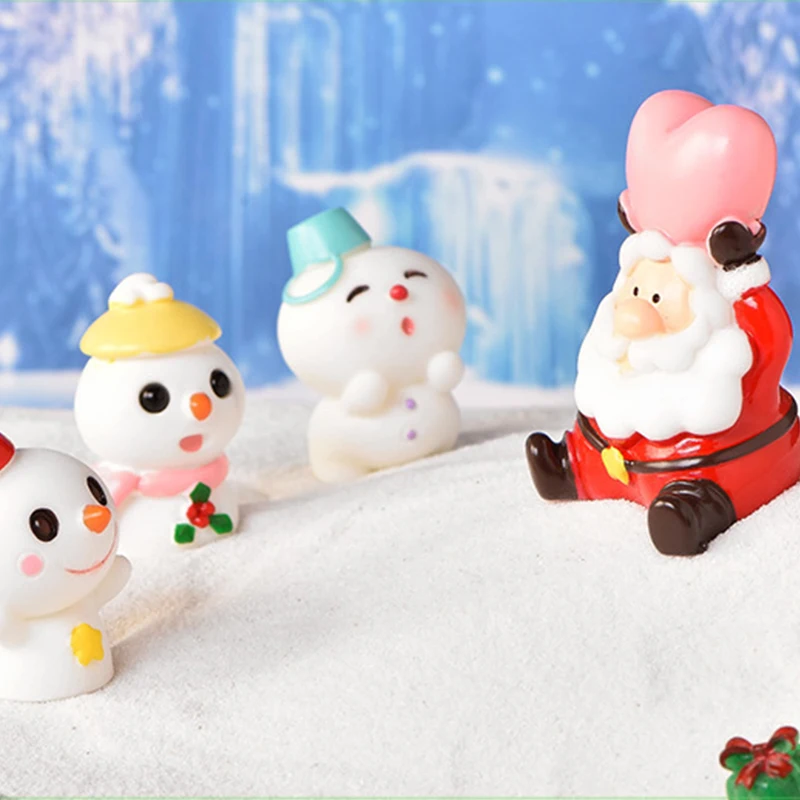 

Resin Snowman Ornaments Miniature Santa Claus Snowmen Terrarium Accessories Gift Christmas Decor Fairy Garden happy new year