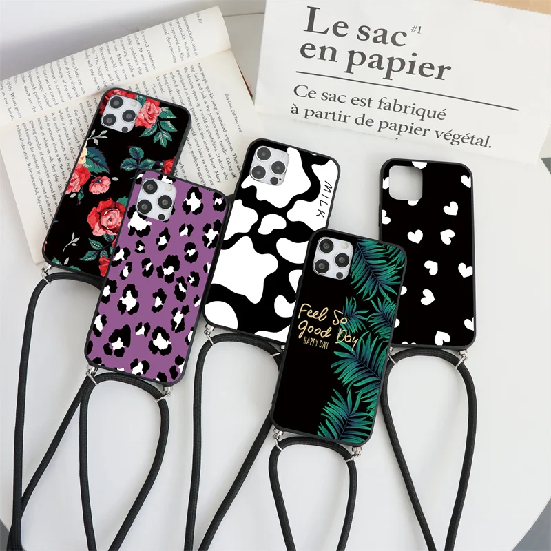 

Soft TPU Case For Xiaomi Redmi Note 10 9 8 7 6 Pro 8T 9S 7A 9A Poco X3 NFC F3 Mi 10T 9T A3 Lite Case Necklace Lanyard Rope Cover