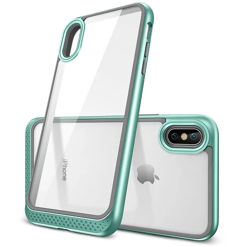 Чехол для iphone X 5,8 дюймов, ESR сверхпрочный двухслойный Твердый чехол с бамперной рамкой, Прозрачная Жесткая задняя крышка для iphone X 10 5,8 - Цвет: Mint Green