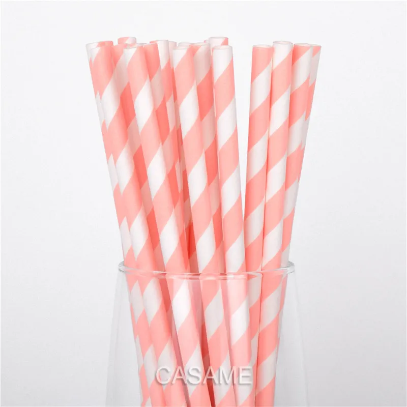 light pink Новая Фольга розовое золото бумажная трубочка для питья для свадебной вечеринки украшение на день рождения, вечеринку поставки бумажные соломинки - Цвет: light pink