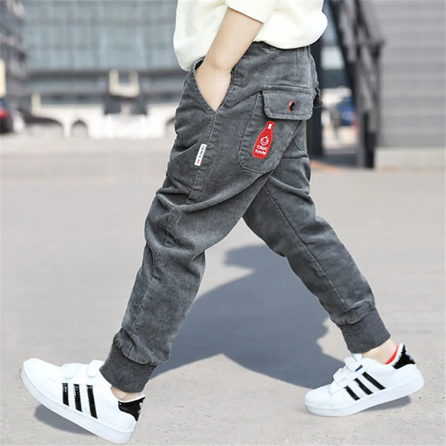 Зимние брюки для мальчиков бархатные теплые вельветовые повседневные модные