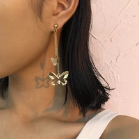 tassel simple fashion multi layer earrings butterfly hollow personality long women earrings stainless steel jewelry for women