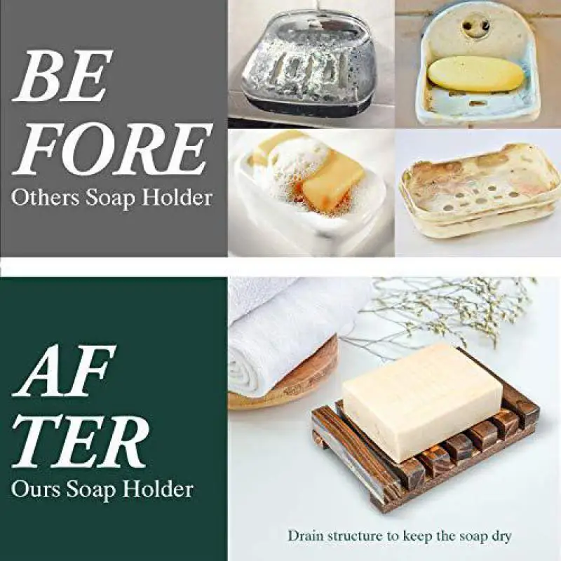 Деревянный чехол для мыла ручной работы ванной комнаты поднос натурального