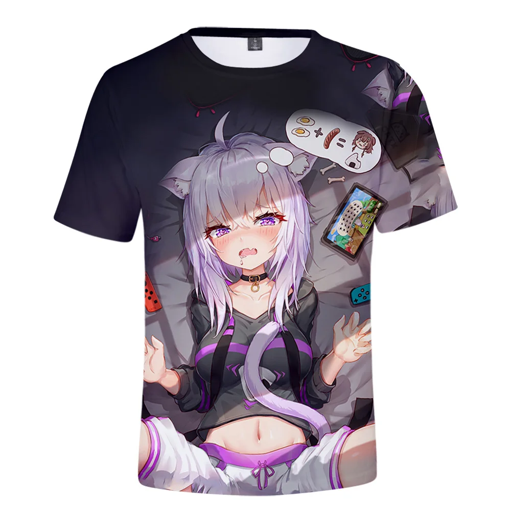 BSLNXNMA HOLOLIVE VTuber Nekomata Okayu 3D принт Весна-лето преппи Мужская/женская уличная одежда