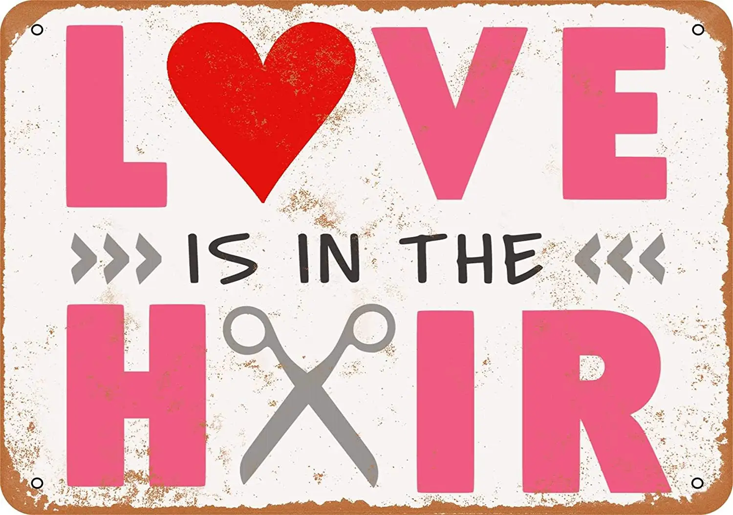 

WallColor 8*12 Metal Sign Love is in The Hair, Stylist Vintage Look