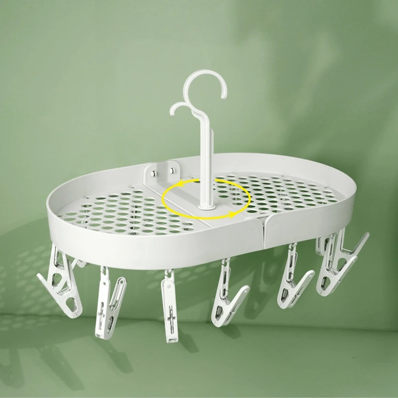 

Clothes Rack Folding No Mark Drying Socks Drying Underwear with Clip Drying Storage Artifact Windproof Clothes Rack