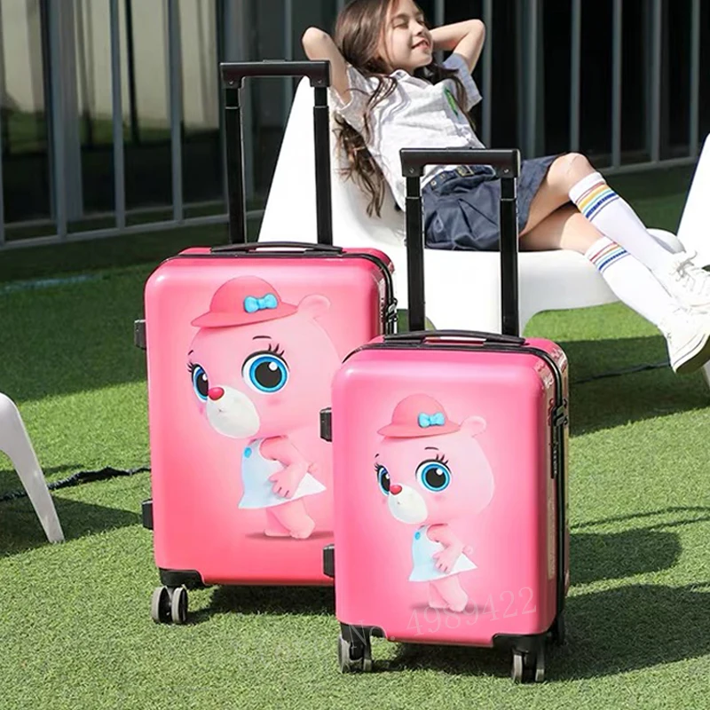 NEW 20 inch Cartoon Bear kid's suitcase for travelling luggage bag spinner wheels trolley suitcase carry on cabin luggage child