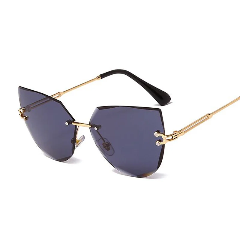 

Cat Eye Vintage Sunglasses Women Brand Designer Sun Glasses Female Gradient Mirror Fashion Rimless Shades Gafas Oculos De Sol