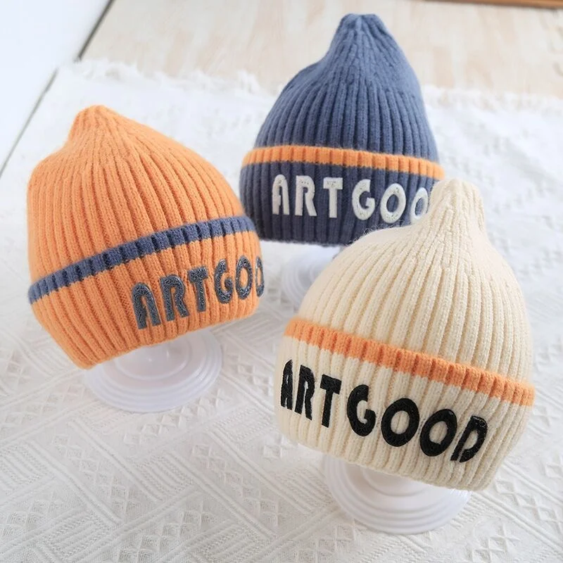 Детская зимняя стандартная шапка 2022 теплые шерстяные вязаные облегающие шапки в
