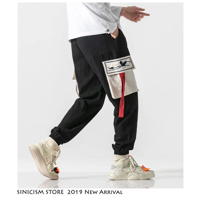 Sinicism Store, мужские шаровары,, Осенние, японский стиль, брюки-карго, Мужская Уличная одежда, с вышивкой, спортивные штаны, мужские свободные брюки, 5XL