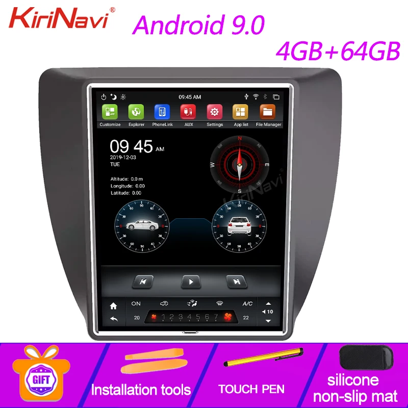 

KiriNavi Tesla Style Vertical Screen 10.4" 1Din Android 9.0 Car Radio For Volkswagen VW Sagitar Car DVD Player GPS Navigation 4G