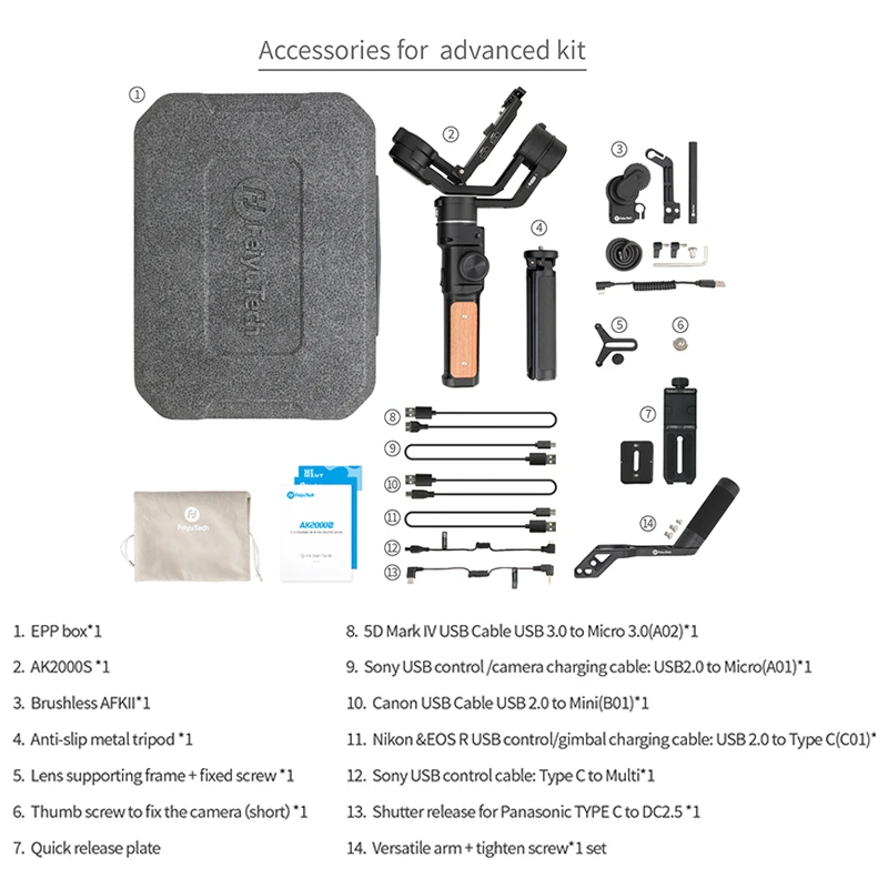 

Used FeiyuTech AK2000S DSLR Professional Camera Stabilizer Handheld Video Gimbal Mirrorless 2.2 kg Payload fit for Sony Canon