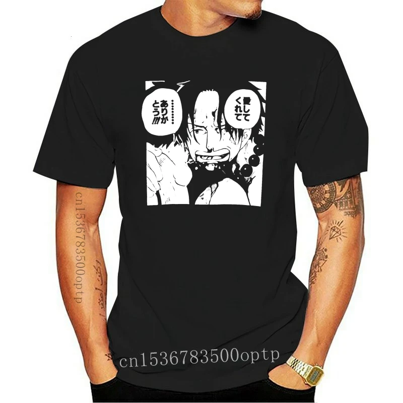 

New Fashion T Shirt 100% Cotton JUMP 50th One Piece Ace Thank you for loving me Japan 2021 Fashion Mens Short sleeve T Shirt