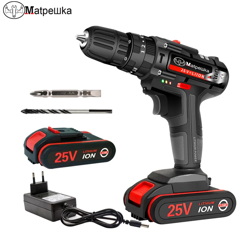Аккумуляторная электрическая отвертка 25 в ручная дрель с литиевой батареей