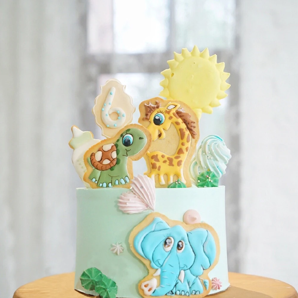 30 шт. милые животные украшения торта Топпер черепаха жираф слон кекс топперы