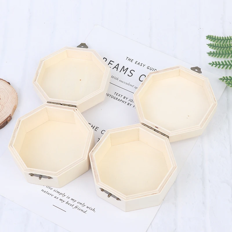 

Wooden Necklace Jewelry Display Tray Case Holder Rack Hexagon Storage Box