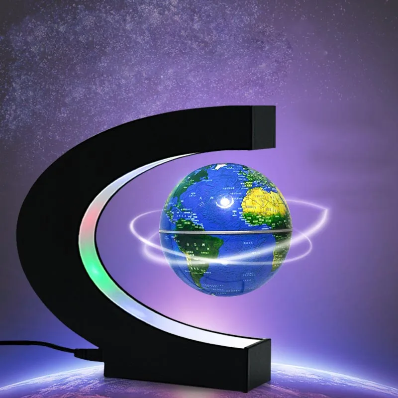

LED World Map Magnetic Levitation Floating Globe Home Electronic Antigravity Lamp Novelty Ball Light Home Decorations Ring Light