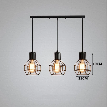 A Square plate style Винтаж 3 головы сочетание черный Кованое железо подвесной светильник E27 220V 110V свет для кухни гостиной спальни коридор, Ресторан - Цвет корпуса: A Square plate style