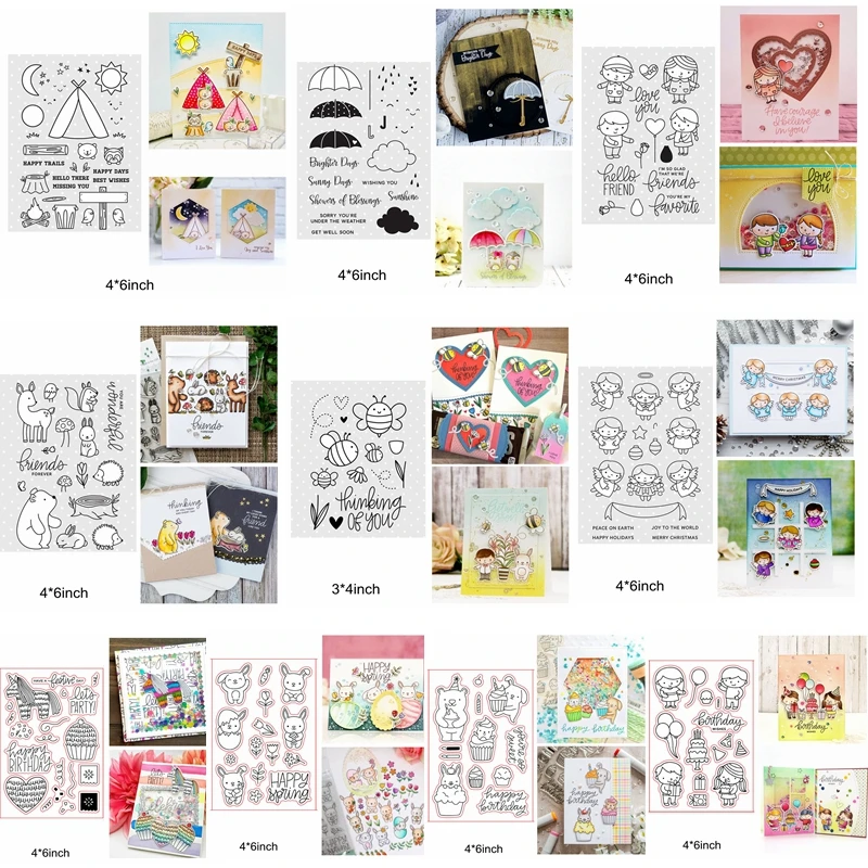 Прозрачные силиконовые штампы Симпатичные микс животных мальчиков и девочек