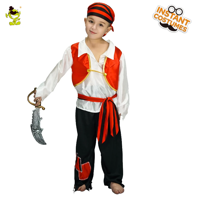

Unique Original Cool Little Boy Pirate Costume Handsome Boy Pirate Cosplay Suit Halloween Party Stage Performance Costume