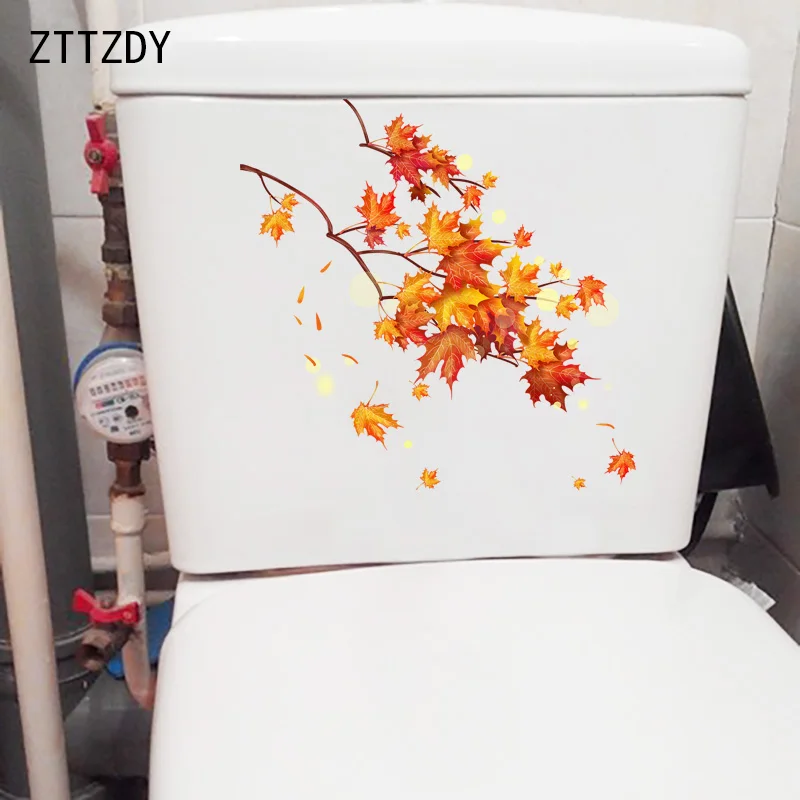 ZTTZDY 23 1 × 22 8 см кленовый лист ветви Современный Креативный Туалет наклейки для
