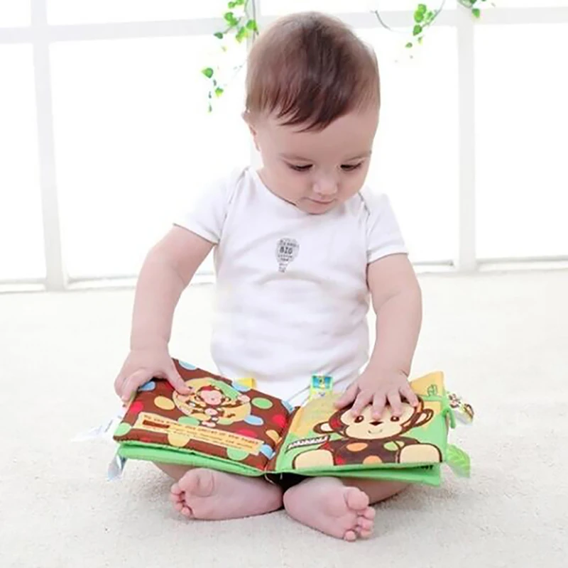 

Infant Baby Cloth Book Cartoon Animal Pattern Baby Soft Activity Crinkle Cloth Books Educational Learning Toys