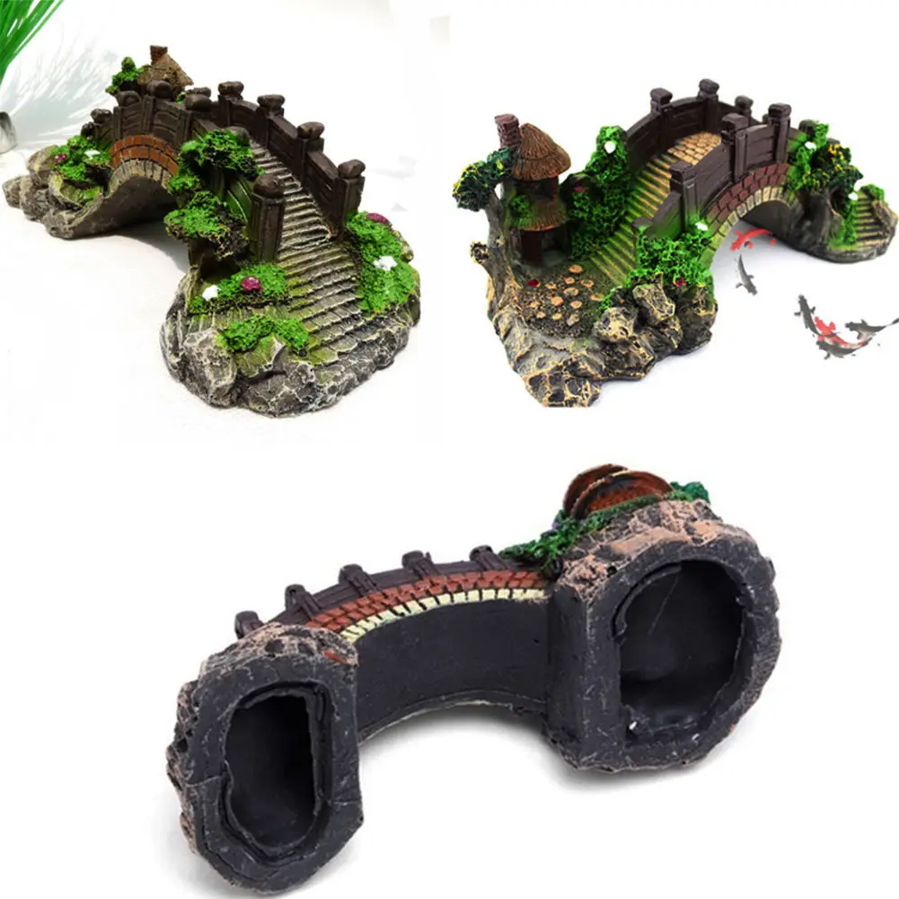 Смола рокерский мост украшения для аквариума башня аквариумные аксессуары