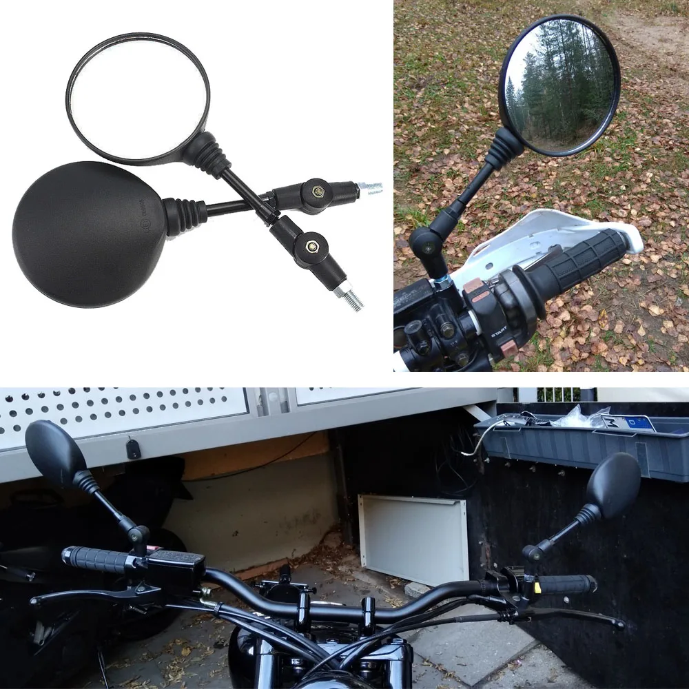 Круглое зеркало аксессуары для мотоциклов 8 мм 10 нить складной мотобайка заднего