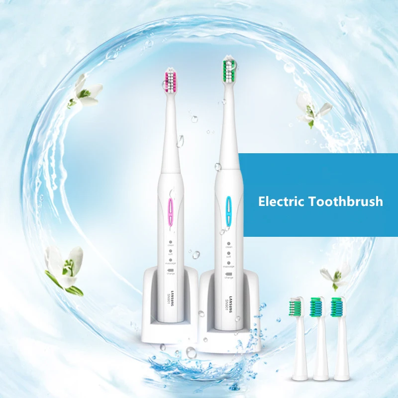 Новая ультра звуковая электрическая зубная щетка перезаряжаемая es с 4 сменными