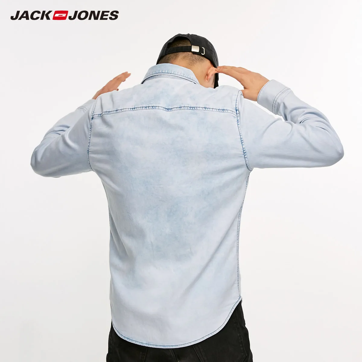Мужская джинсовая рубашка с принтом Jack Jones | 218305515|Повседневные рубашки|