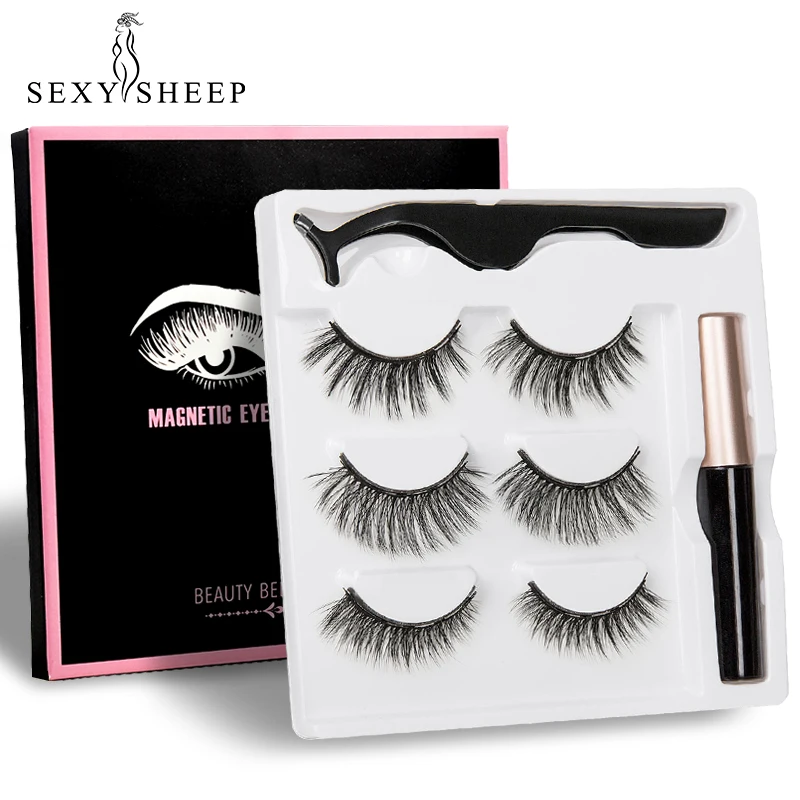 Магнитные накладные ресницы набор натуральных длинных 3D искусственных