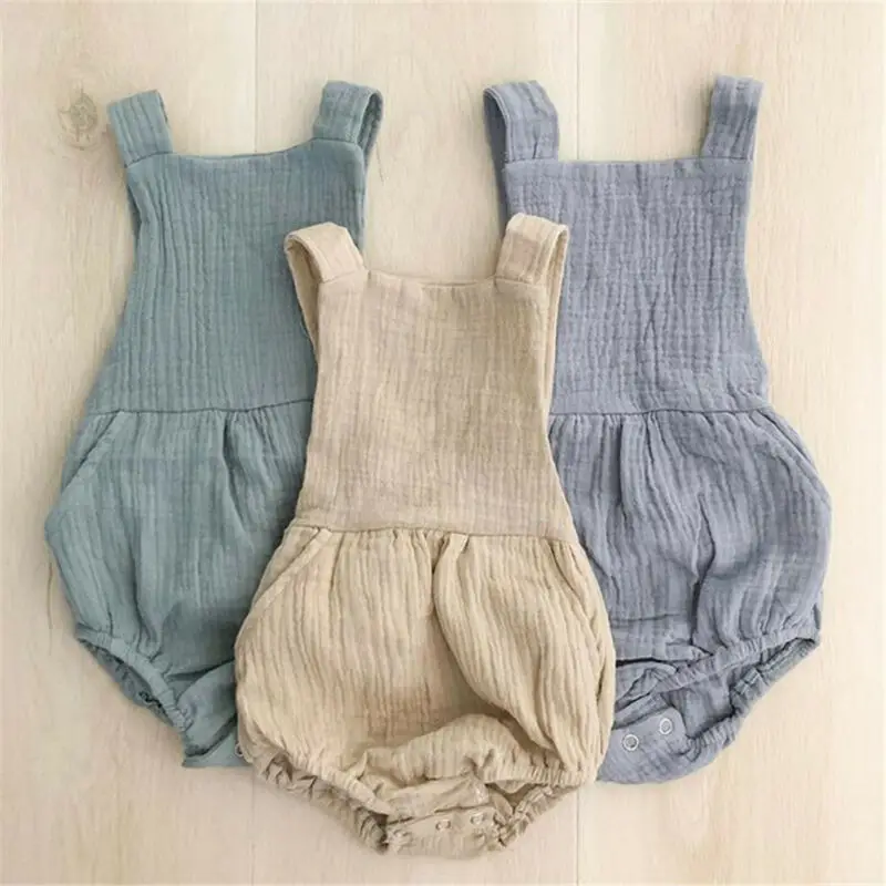 

Pudcoco Newborn Baby Boy Girl Clothes Kids Sleeveless Cotton and Linen Bodysuit Backless Summer Jumpsuit Outfits Sleepwear