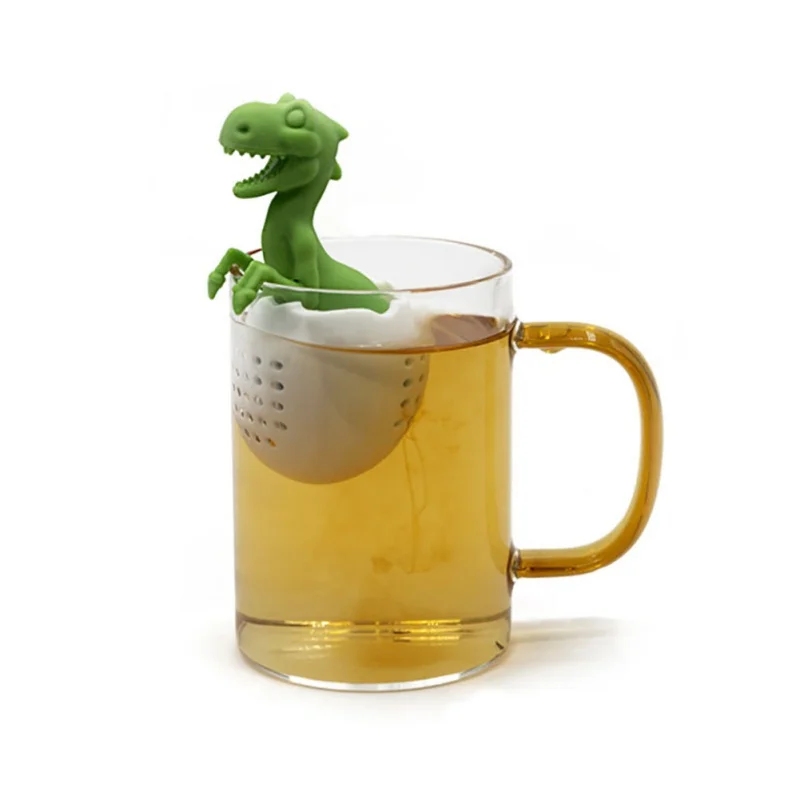 

Новый креативный силиконовый чайный пакетик в форме динозавра милый силиконовый листовой травяной фильтр для специй Детские чайные ситечк...