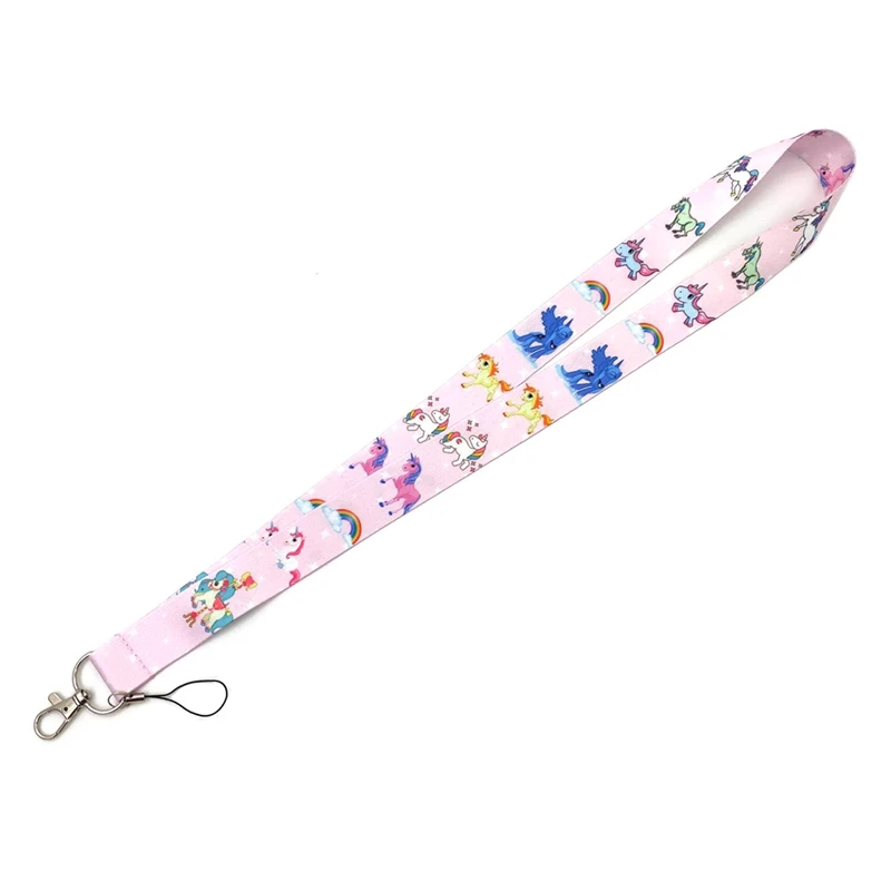 

Colorful Unicorn Lanyard Cute Pink and Black Unicorn Pattern Mobile Phone Neck Strap Lanyards for keychain ID Card Neck Lanyards