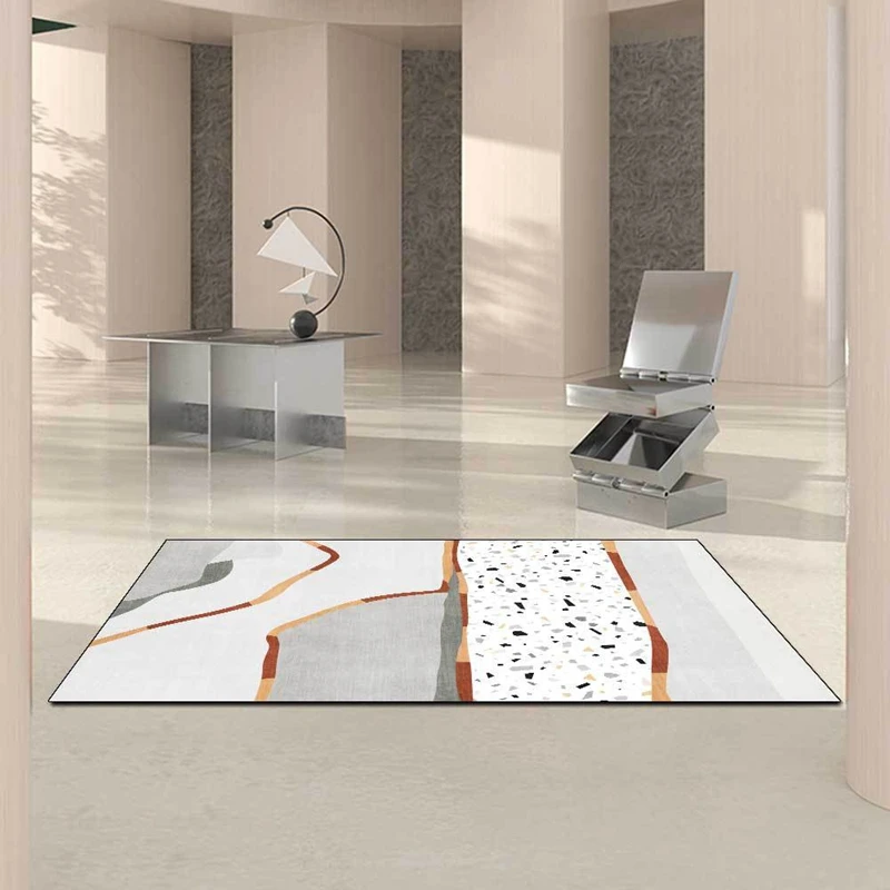 

Abstract Geometric Imitation Cashmere Soft Carpet Simple Light Luxury Style Area Rugs Bedroom Bedside Sofa Non-Slip Floor Mats