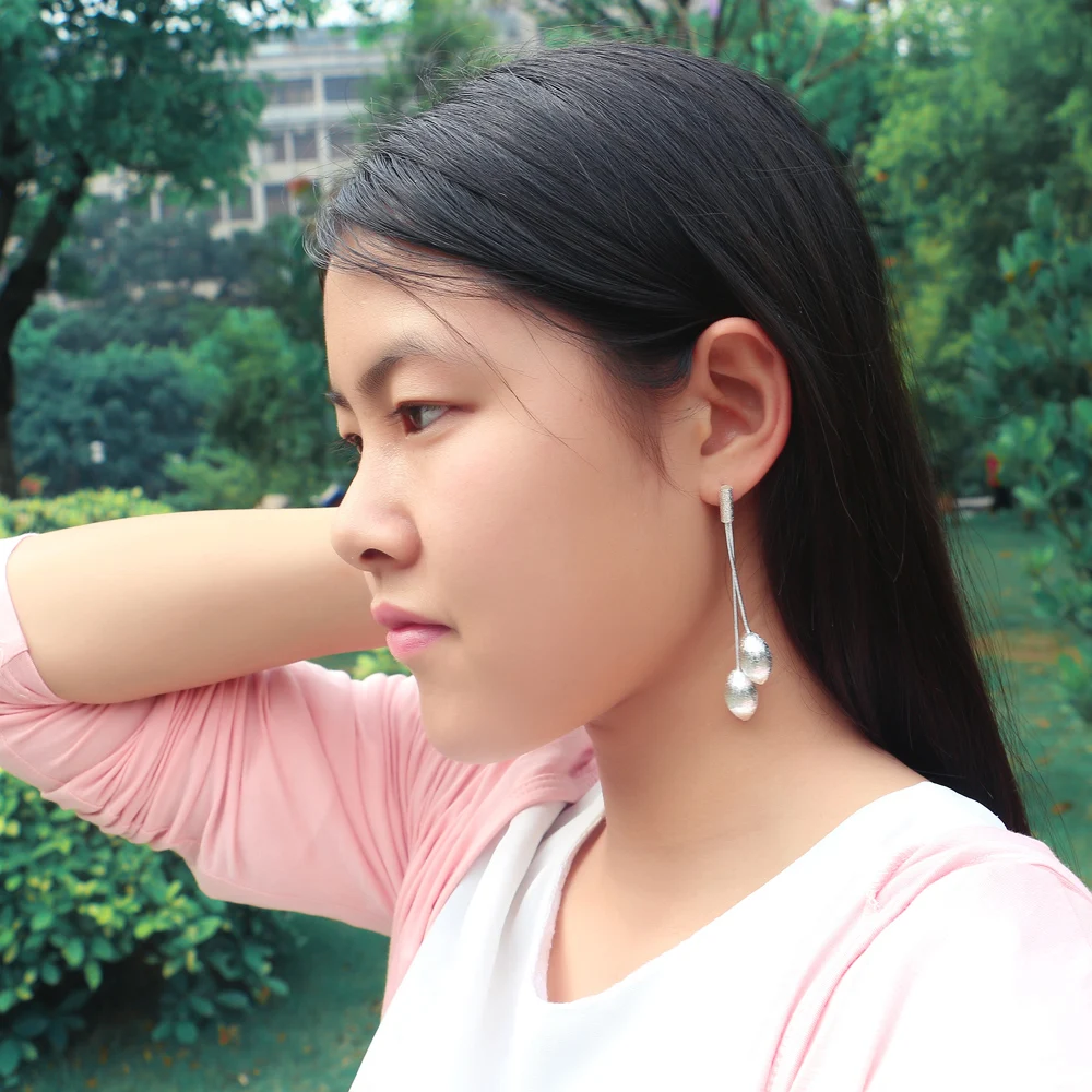 Мода 2017 г. длинные скраб из бисера серьги Уникальный Твердые 925 Серебряные для Для