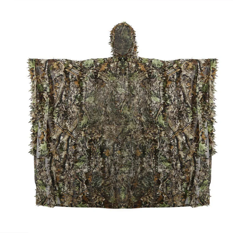 Охотничья одежда, камуфляжная дышащая камуфляжная пончо Yowie Ghillie для наблюдения за птицами, ветровка, снайперская Экипировка для страйкбола, плащ с узором из листьев