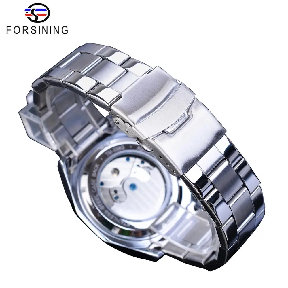 Forsining квадратные мужские механические часы турбийон Лунная фаза календарь