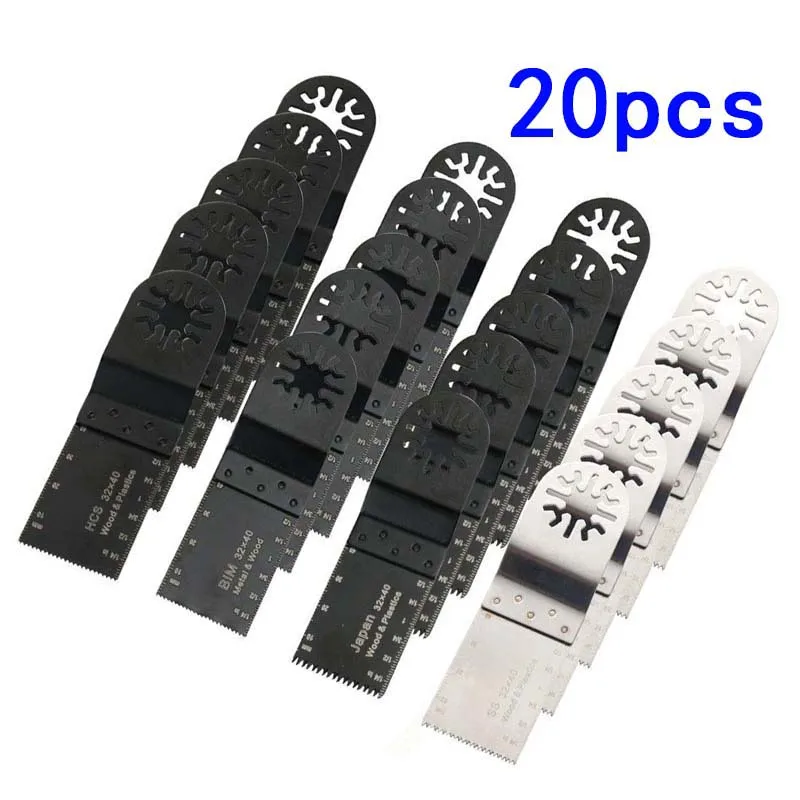 

20x Multi Tool Precision Oscillating Saw Blades Set For Wood Soft Metal Trimming