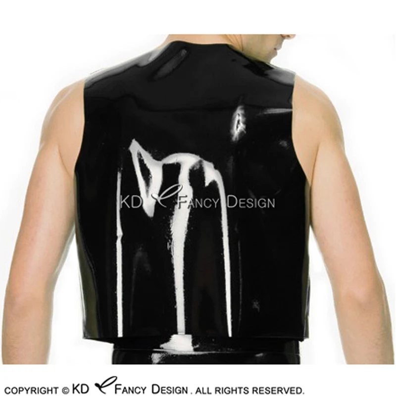 Черный сексуальный латексный жилет с круглым вырезом резиновый Топ одежда YF-0072 |