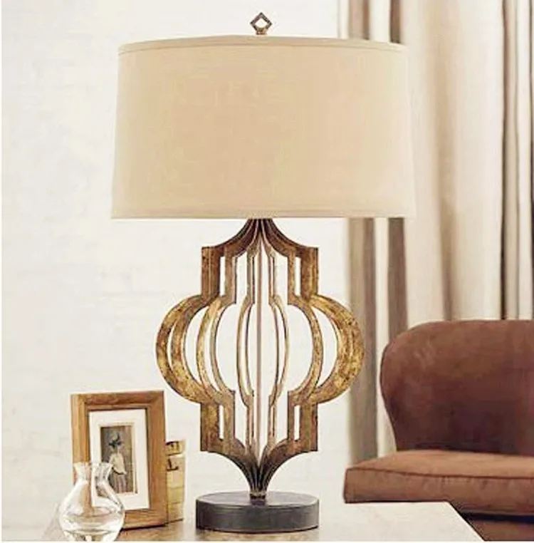 American Simple Transparent Glass Rod Iron Table Lamp Gold Bronze Crystal Tube Art Bedside art deco | Дом и сад