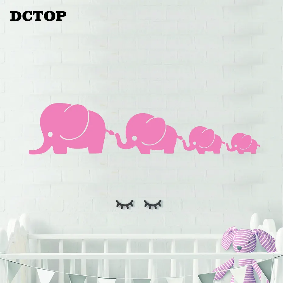 Детские милые Слоники семья и ребенок наклейки на стену животные искусство