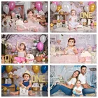 Фон Mehofond для фотосъемки в честь первого дня рождения с изображением торта воздушных шаров цветов для мальчиков и девочек