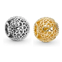openwork flower silver golden shine beads for jewelry making spring diy silver 925 jewelry charm beads for women bracelets
