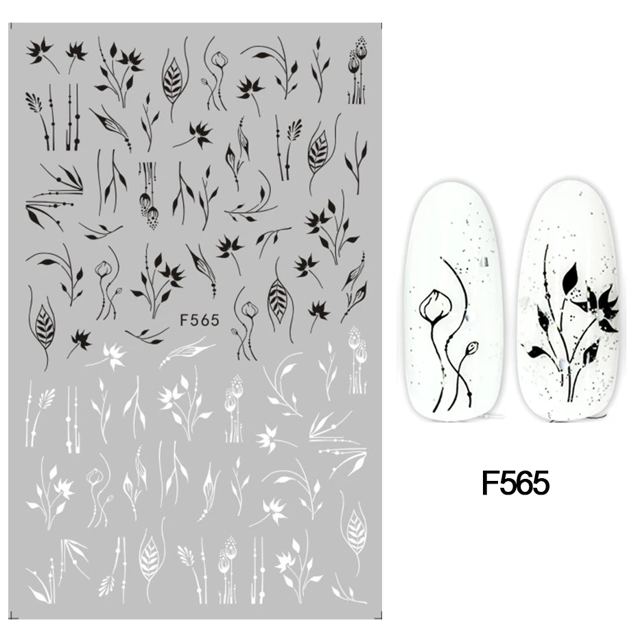 1 шт. геометрические слайдеры 3D наклейки для ногтей черно-белые треугольные линии