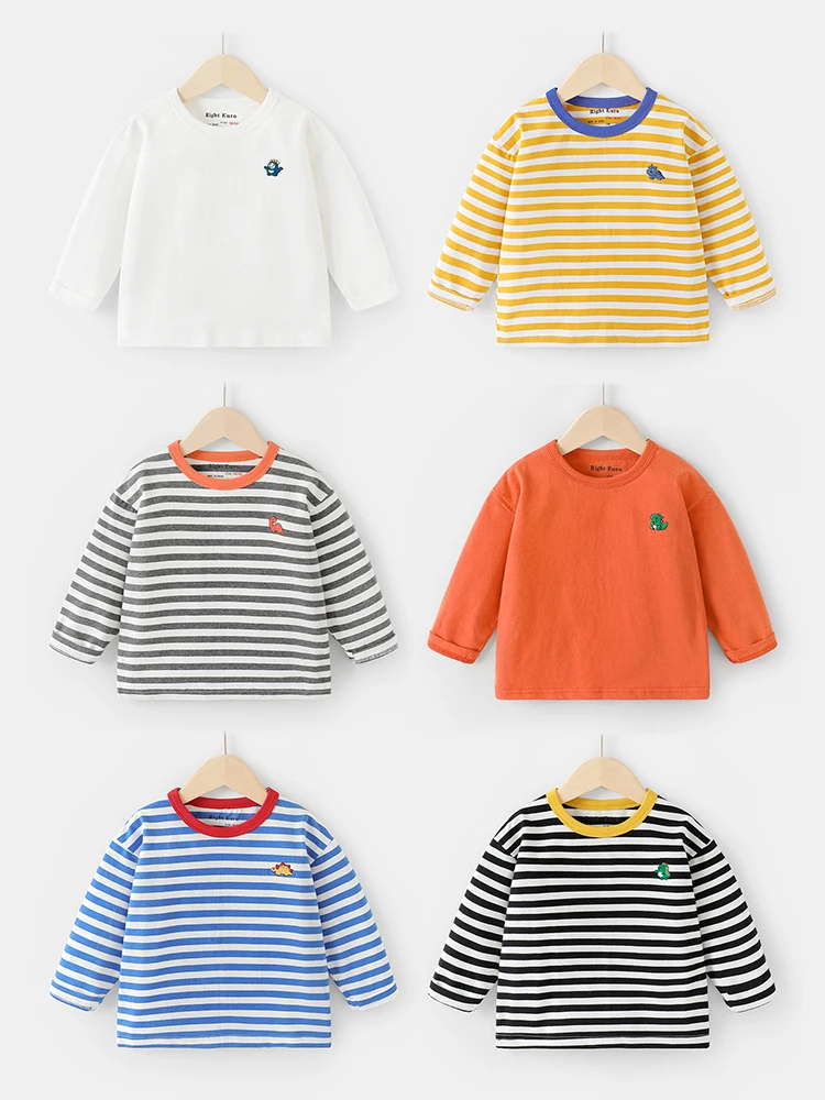 

Boys' Long-Sleeved Striped T-shirt Spring and Autumn Children's Clothing Baby Toddler Top Bottoming Shirt Autumn Clothes