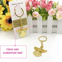 10pcs silvergold angel keychain ring with customized sticker very good for baby christeningbaptism party giveaways for guest